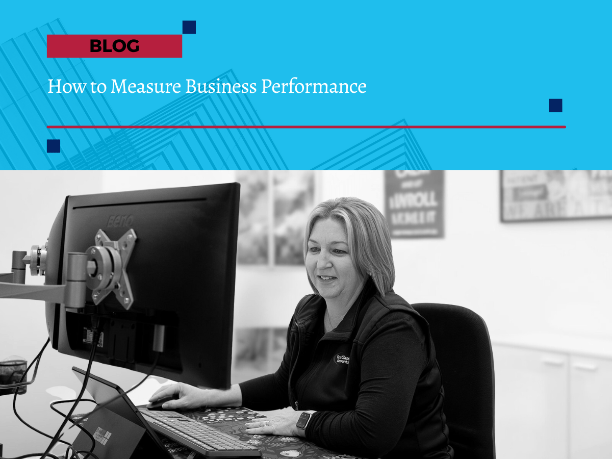 Renae Pitargue from First Class Accounts Ovens & Murray working at her computer in the office, assisting clients with bookkeeping and business performance reporting.