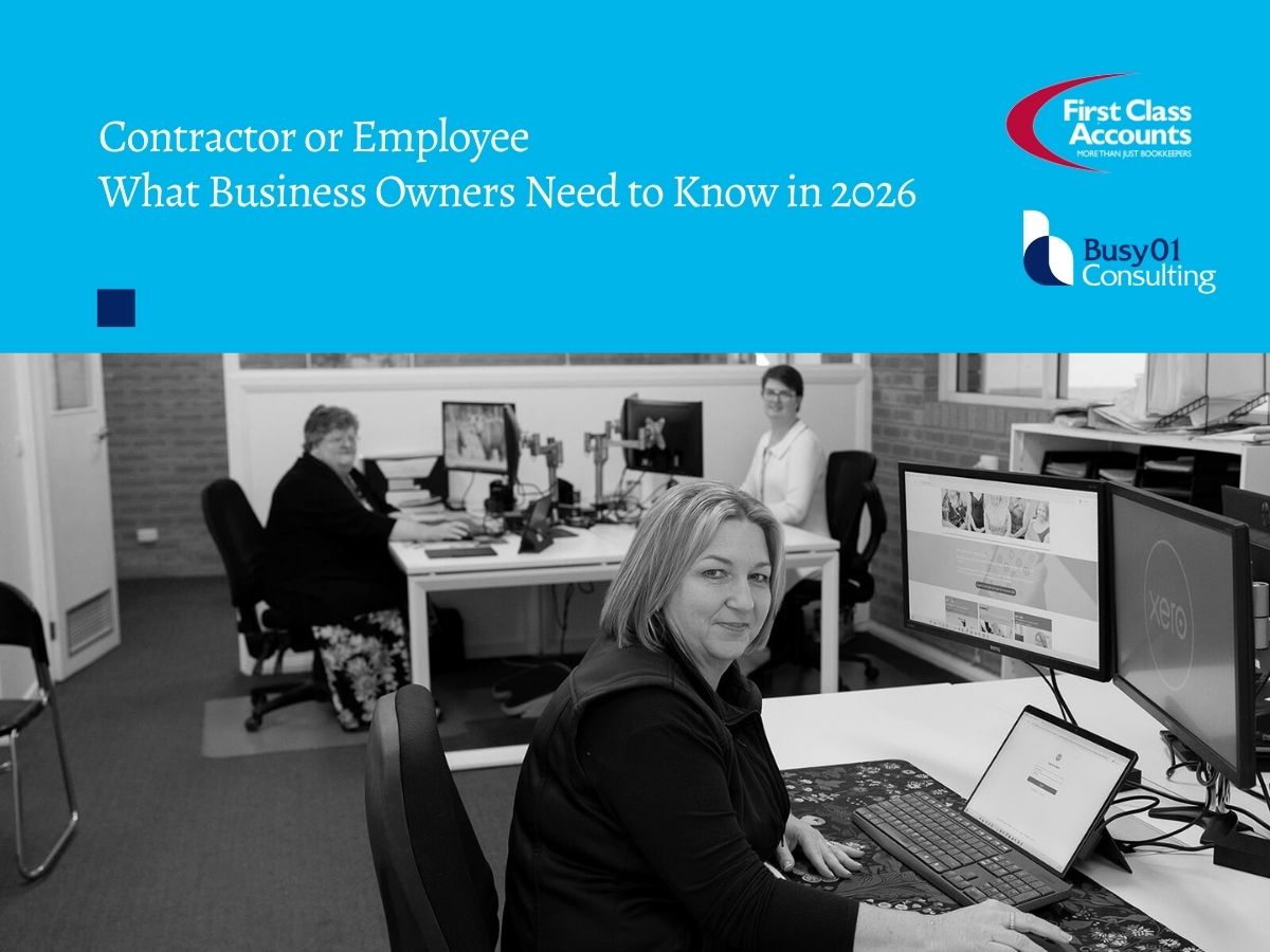 First Class Accounts Ovens & Murray team in office reviewing payroll and contractor compliance systems